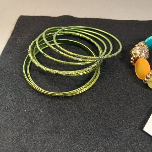 Green Bracelets and Dangling Earrings - Picture 4 of 9
